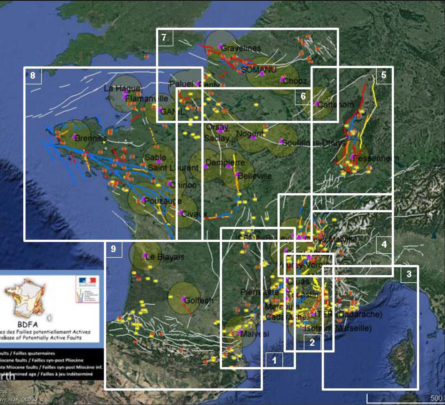 Répartition du territoire métropolitain entre les 9 groupes de l'axe Fact